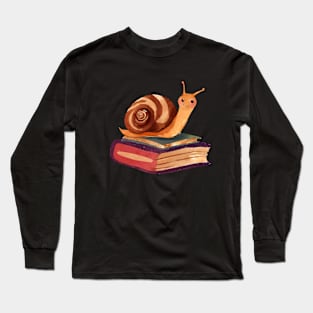 Funny Smiling Snail and Books Long Sleeve T-Shirt